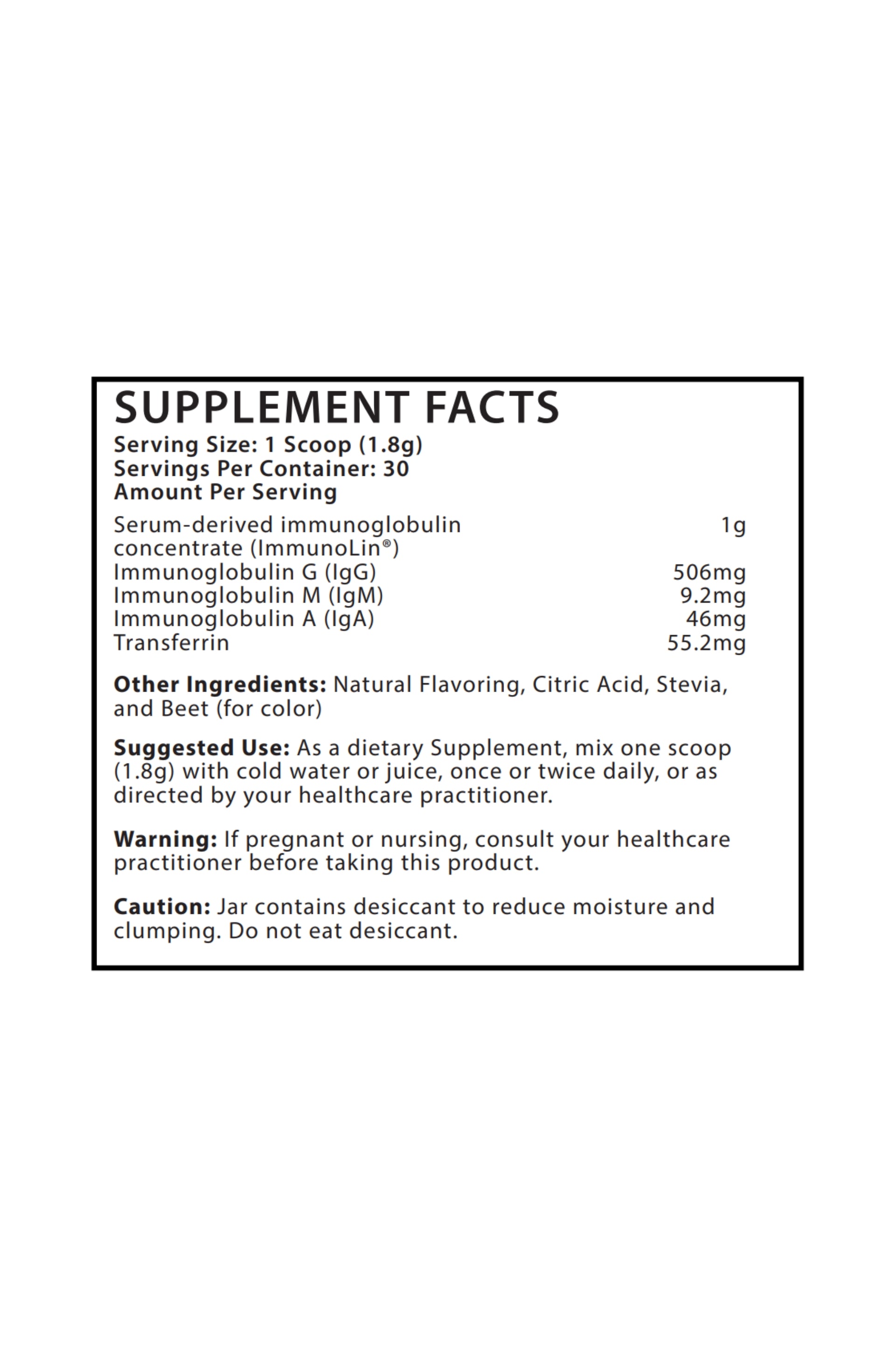 Nutritional Frontiers - IgG Lemon Lime Flavor 30 Serving