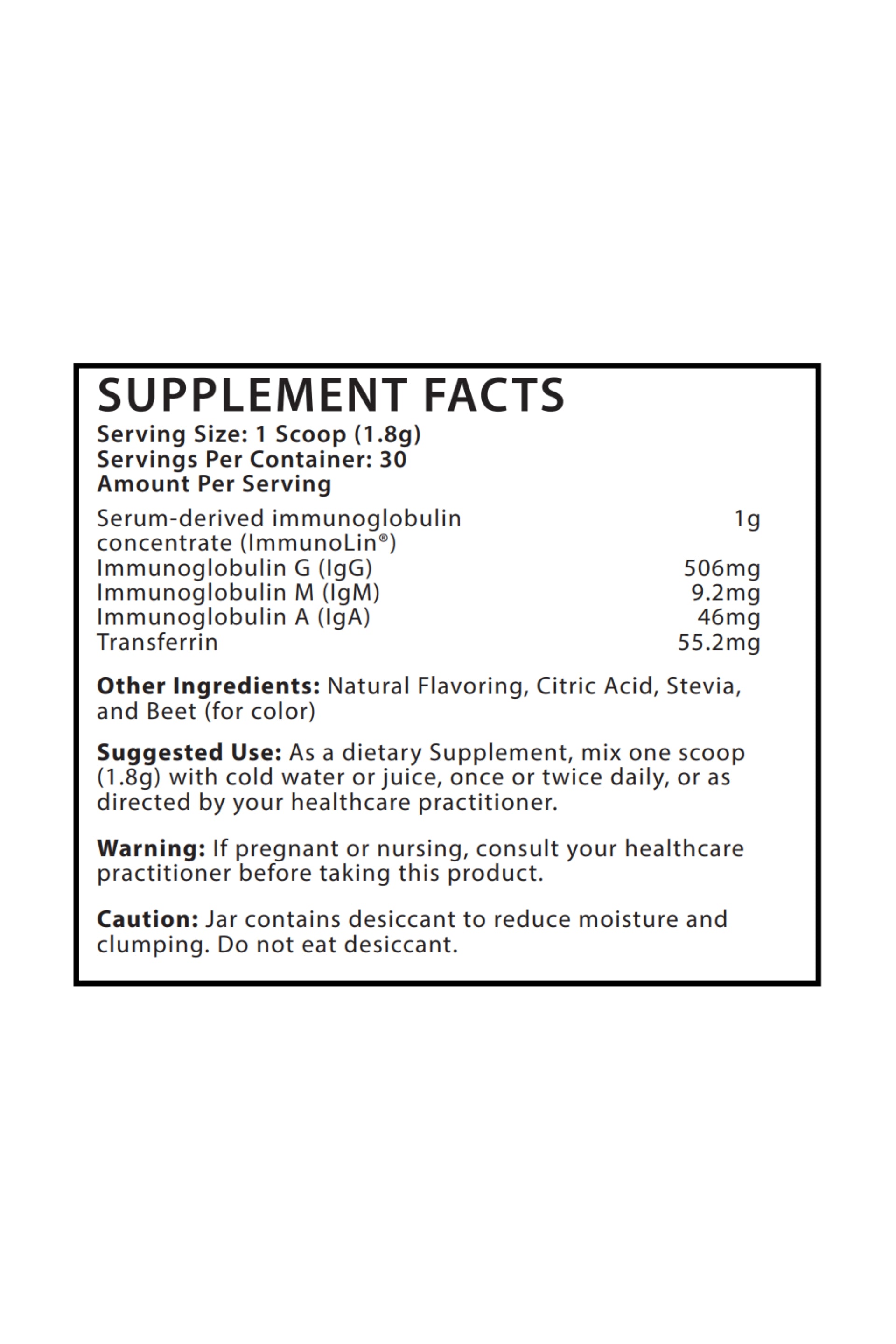 Nutritional Frontiers - IgG Raspberry Flavor 30 Serving